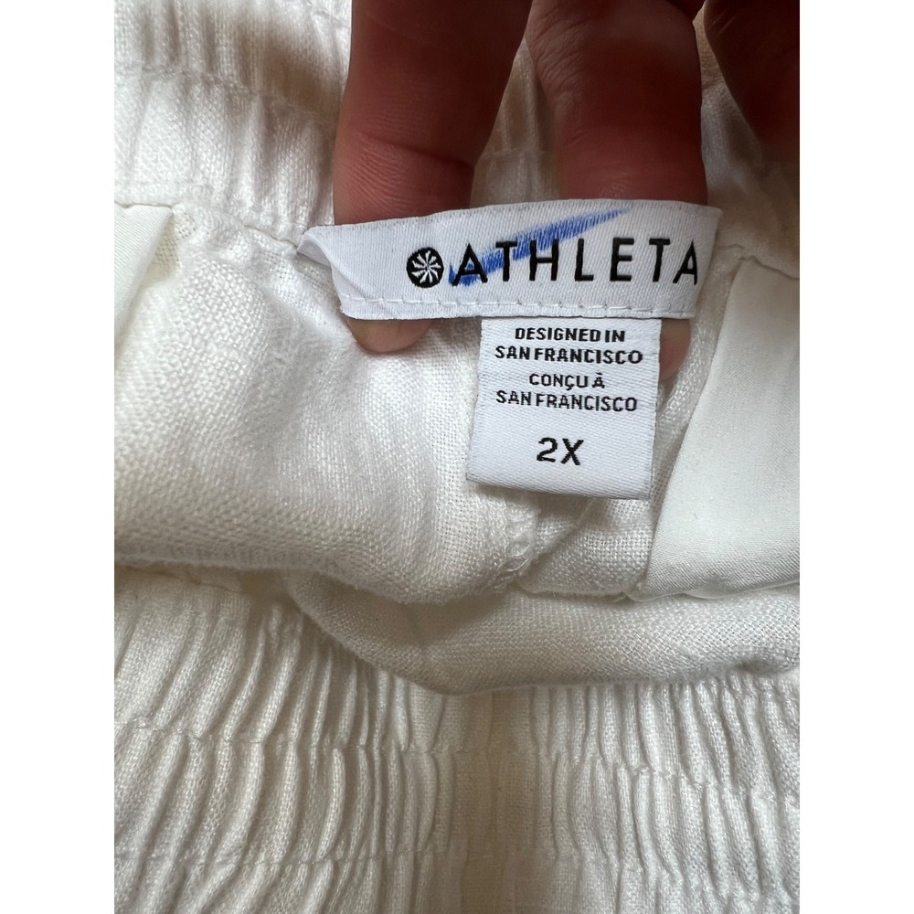 Athleta Retreat Linen Pants Womens 2X White Wide Leg High Rise NWOT - Picture 8 of 10